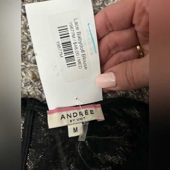 Andree by Unit Elegant Black Babydoll Lace Top NWT size medium - Picture 6 of 9